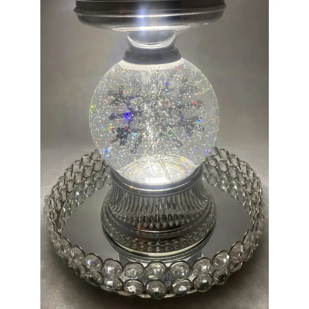 Bath & Body Works Musical Spinning Snowflake Water globe 3-wick Candle Holder - Picture 6 of 6
